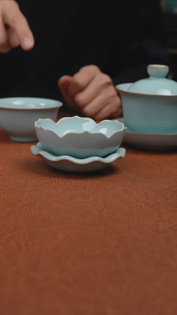 【闪购商品】杯汝州原产地原矿釉天青元宝三件