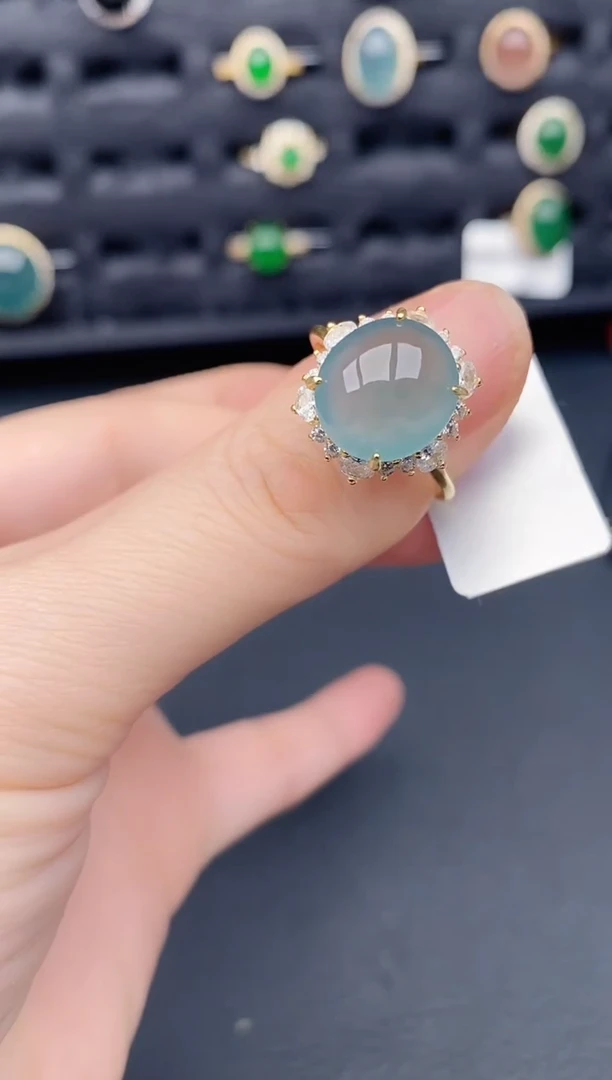 银S925镶嵌戒指翡翠天然a货翡翠197