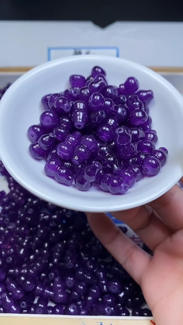 未镶嵌散珠玛瑙/玉髓E770 紫 具 来玛瑙大葫芦14*8mm8颗6.8元