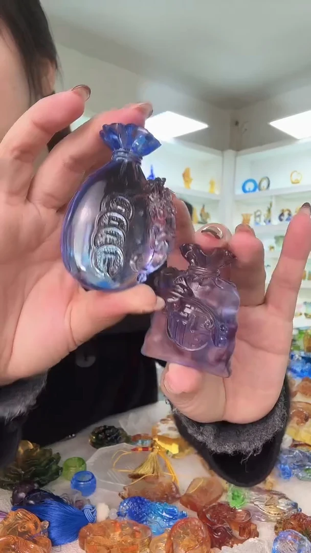 手工艺品琉璃钱袋子+方钱袋