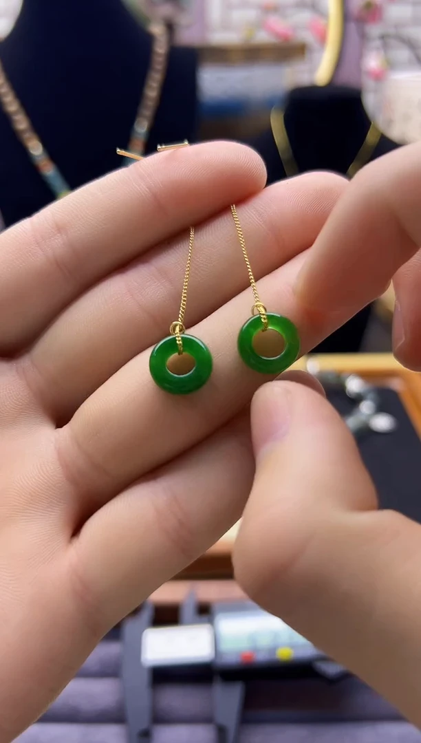 【闪购商品】翡翠耳饰14K金镶嵌E225