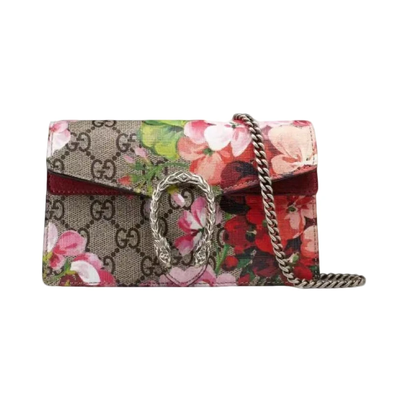 99新 GUCCI/古驰 花卉酒神mini链条包hn2083