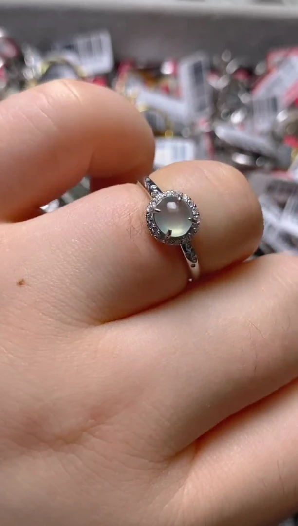 银S925镶嵌戒指翡翠百内无证书