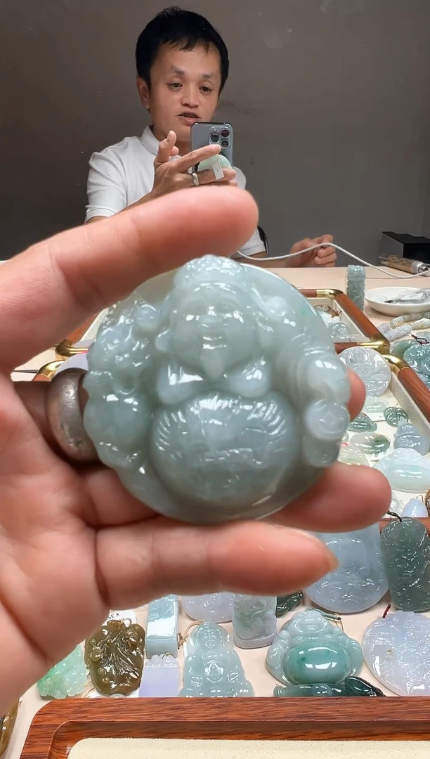 吊坠(不含链)未镶嵌翡翠天然缅甸翡翠A货财爷爷