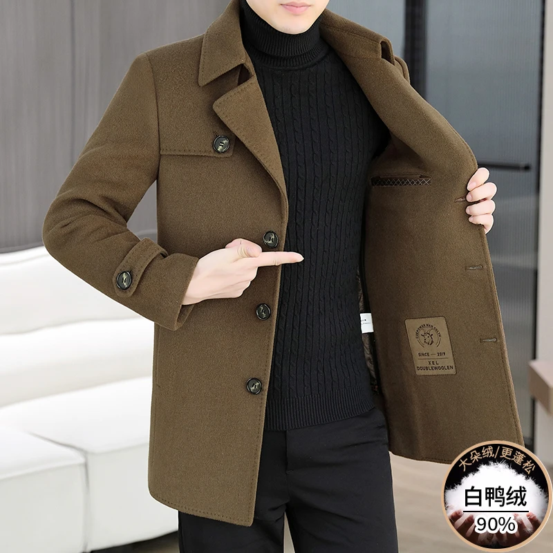 贾鲁萨加高端时尚秋冬中长款羊毛大衣男士潮牌加厚双面呢毛呢风衣