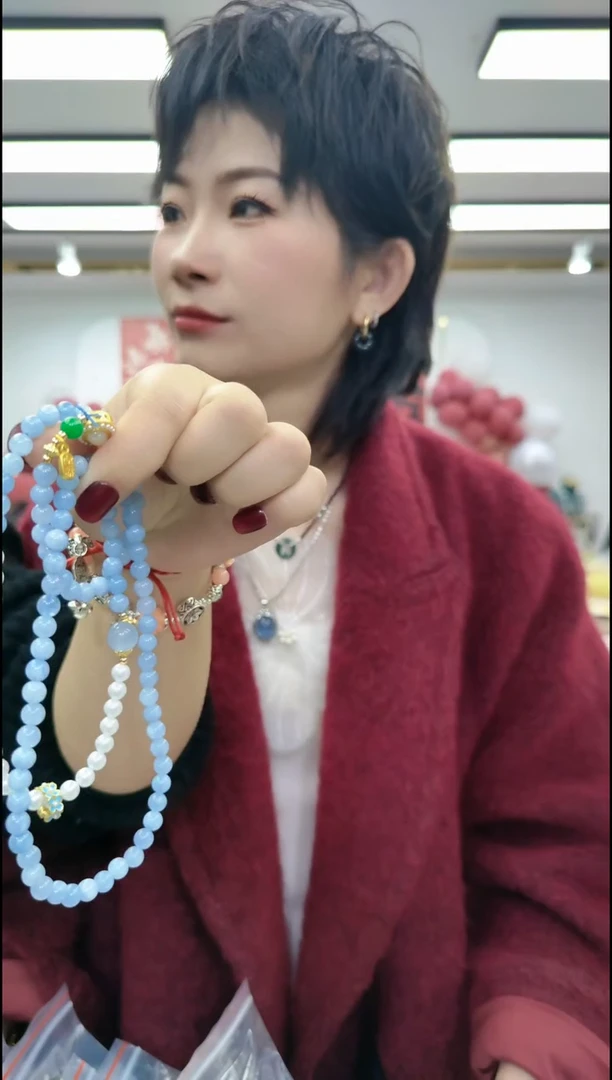 【闪购商品】海蓝宝石手链合金1015四圈手串