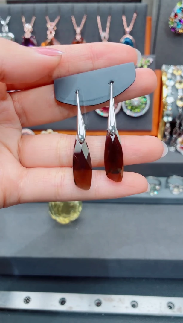 银S925镶嵌耳饰水晶水晶耳饰