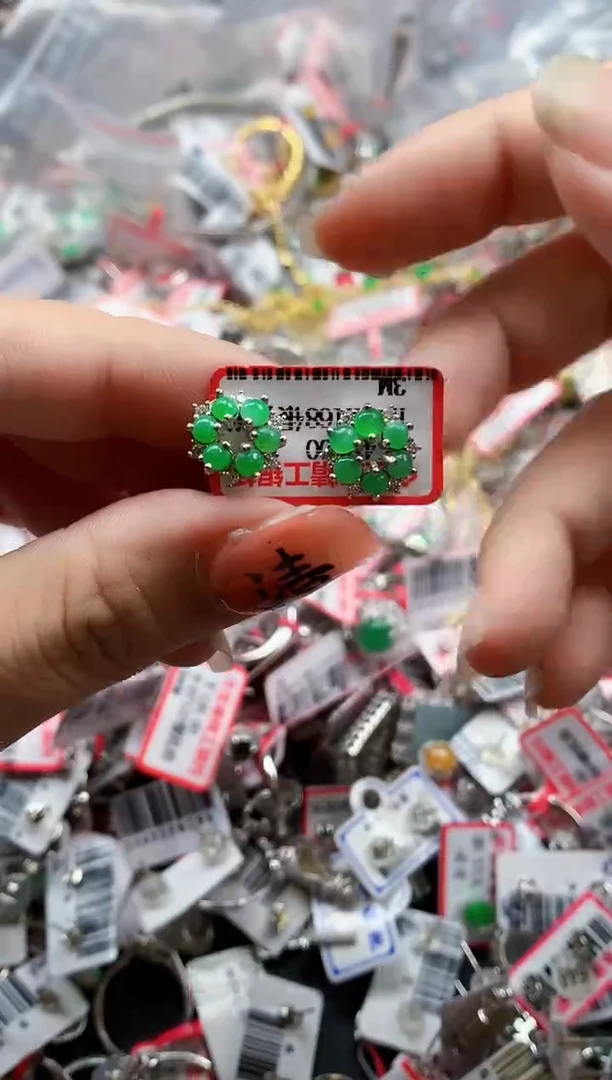 银S925镶嵌戒指翡翠天然A货缅甸翡翠