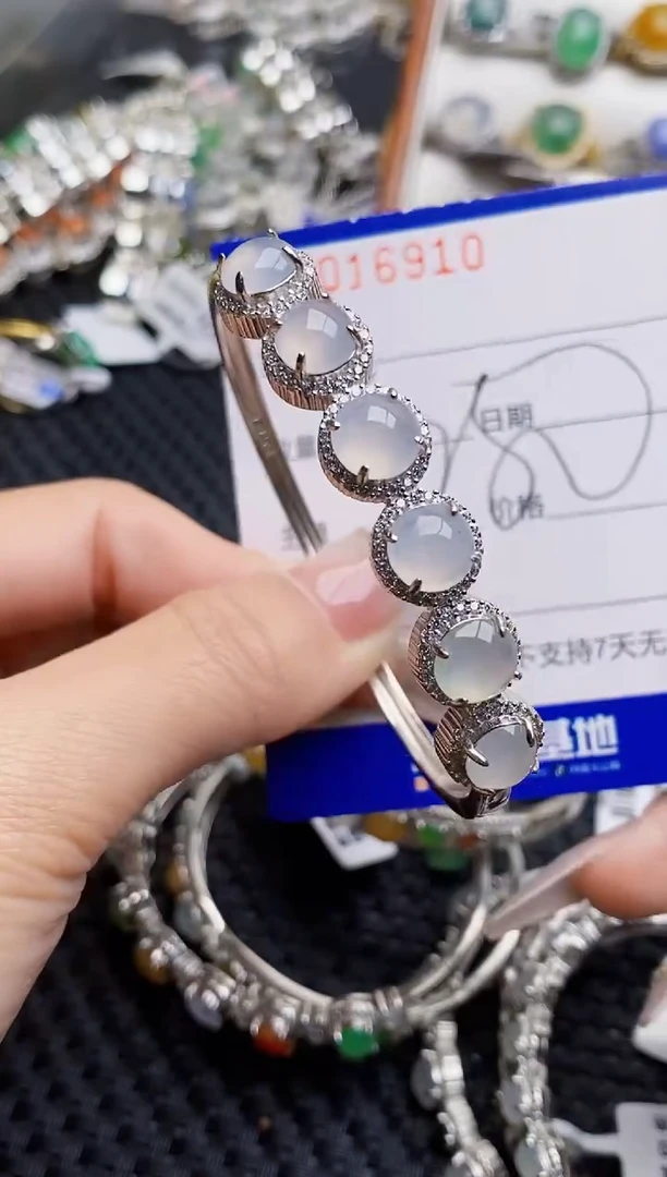 银S925镶嵌戒指翡翠6910