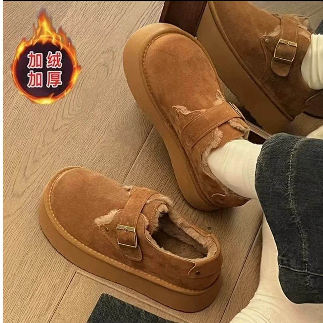 厚底时尚百搭雪地加绒保暖一脚蹬勃肯鞋