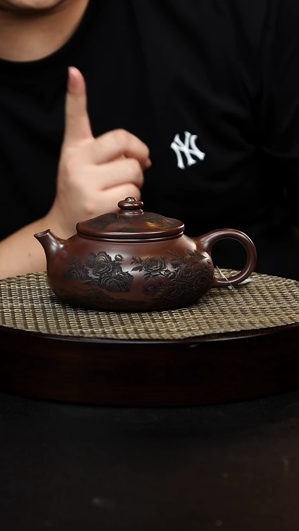 茶壶紫砂宜兴紫砂 山水花鸟寒江