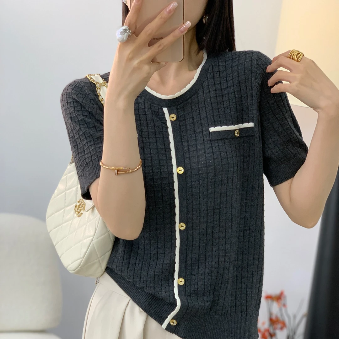 时尚减龄百搭高品质桑蚕丝绵羊毛针织衫2202款