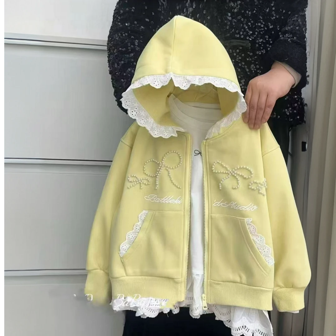 女童2025春秋新款百搭休闲运动长袖连帽外套