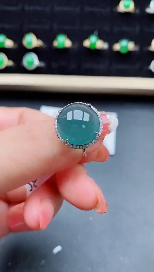 【闪购商品】翡翠戒指银S925镶嵌9510
