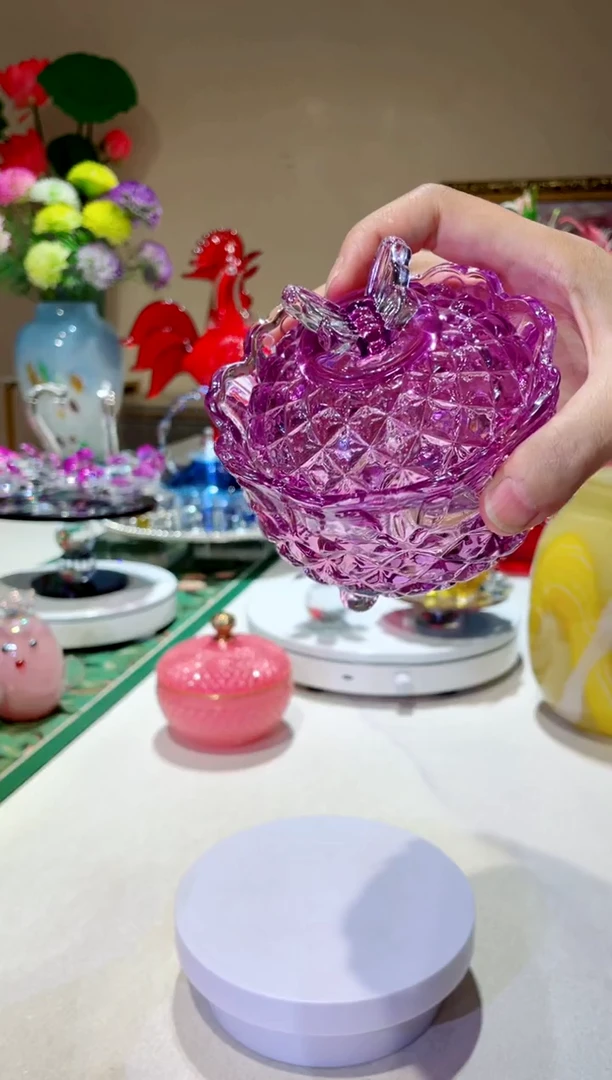琉璃手工艺品紫色蝴蝶收纳