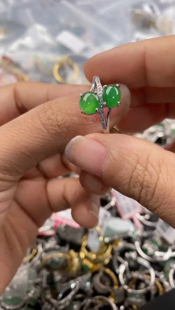 银S925镶嵌戒指翡翠888---5