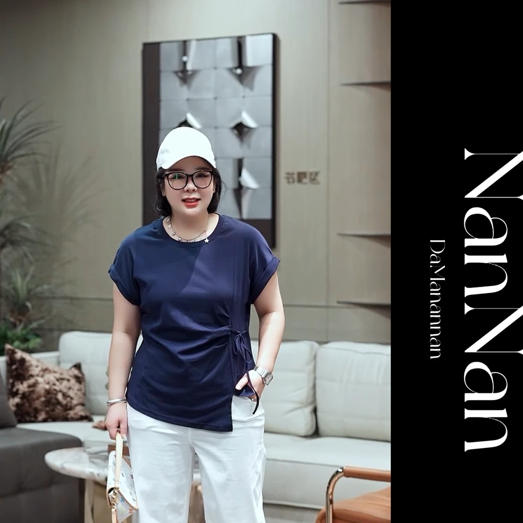 【楠楠推荐】夏季新款圆领收腰开叉半袖T恤C3202