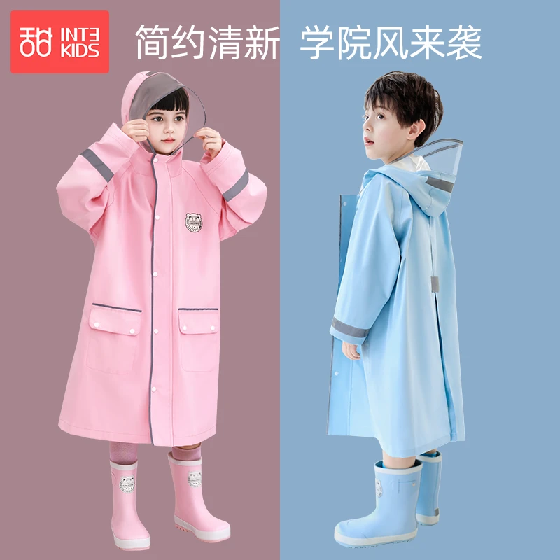 儿童雨衣亲子雨衣学生雨衣高颜值A类布料风衣款防大雨暴雨书包位