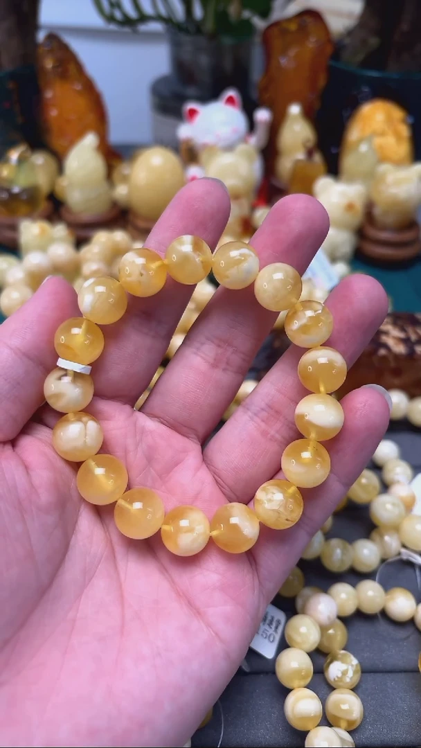 手串蜜蜡未镶嵌p62俄料金瓷蜜蜡单圈 17.13克 12mm