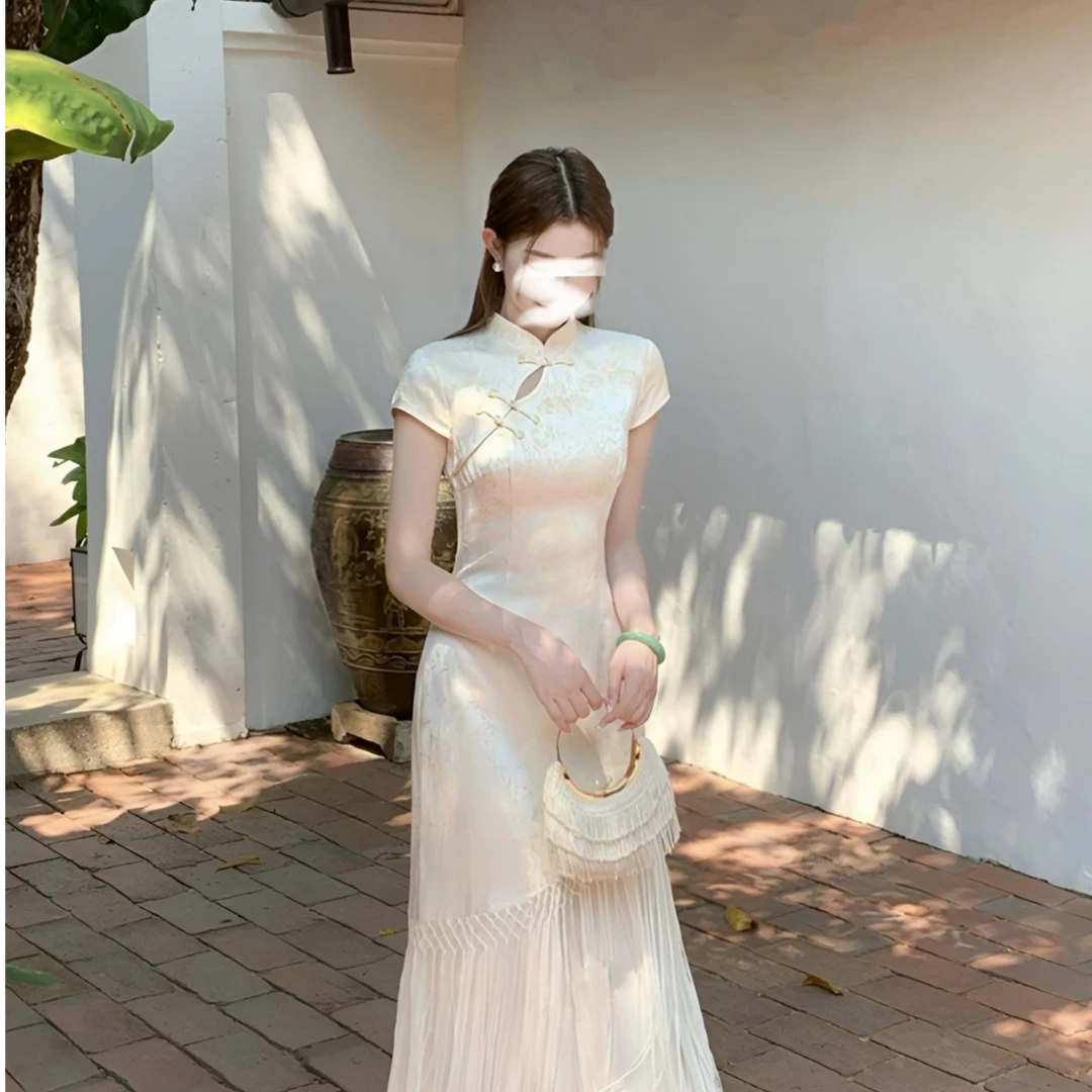 新中式国风【关关雎鸠】贵气千金旗袍连衣裙女夏气质长裙