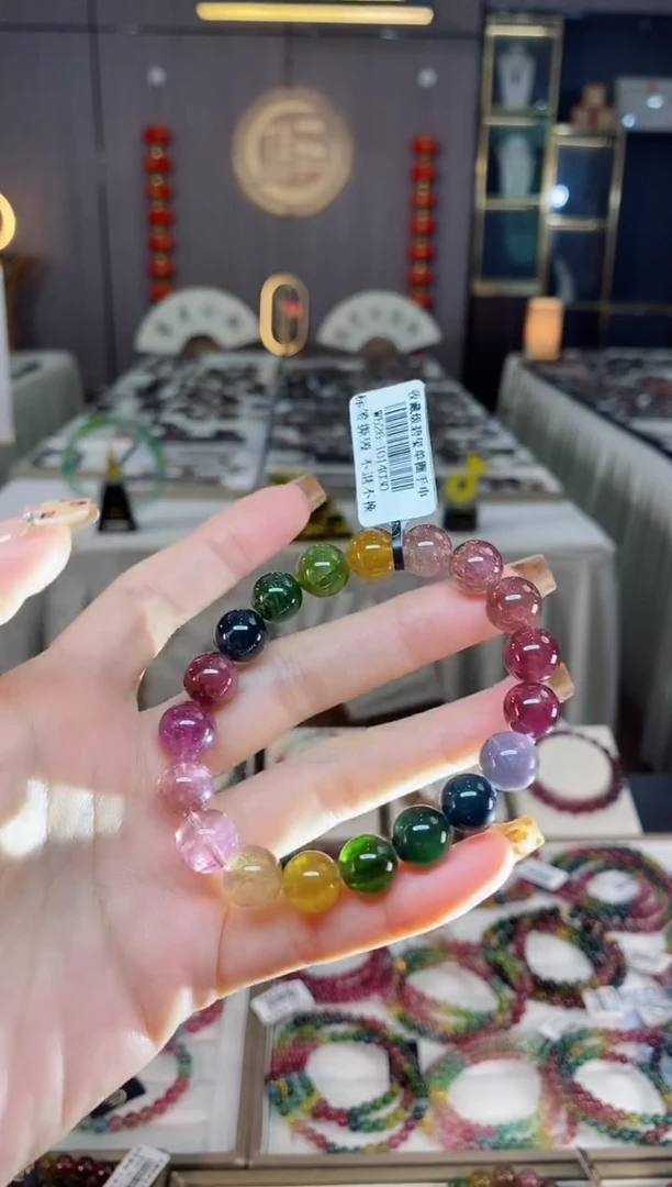 未镶嵌老矿碧玺彩虹单圈手串10mm+碧玺dan多样性发货一条