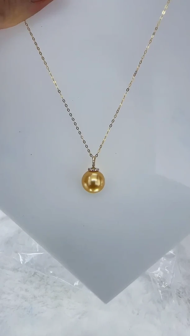 18K金镶嵌海水珍珠DA海水金珠吊坠10-11 ss162