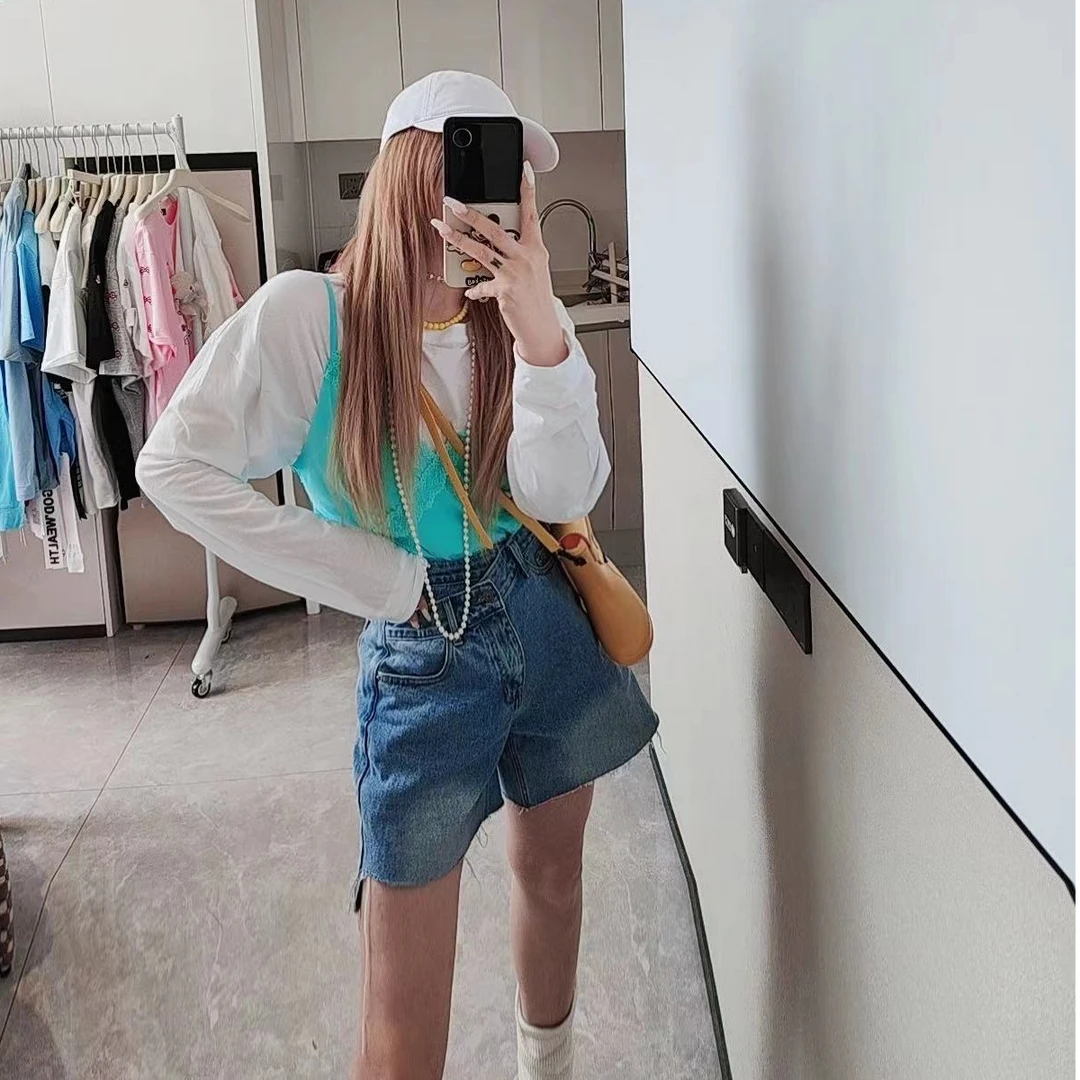 宠儿【2025夏季韩版后开叉长袖时尚百搭体恤】