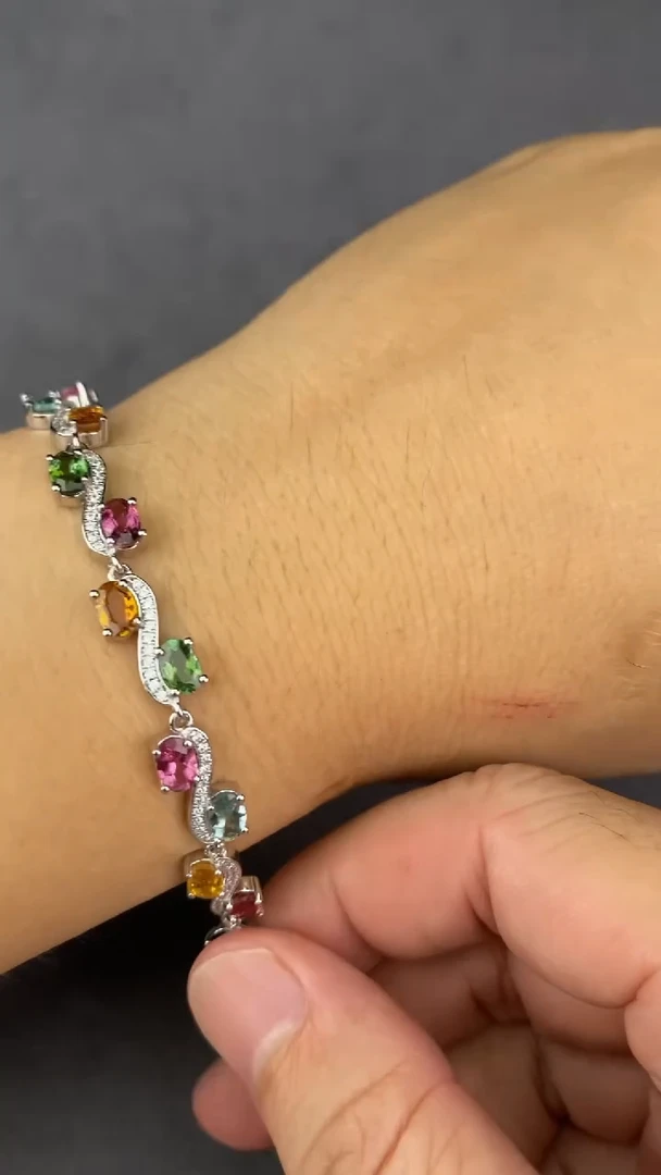 银S925镶嵌手链碧玺--------------