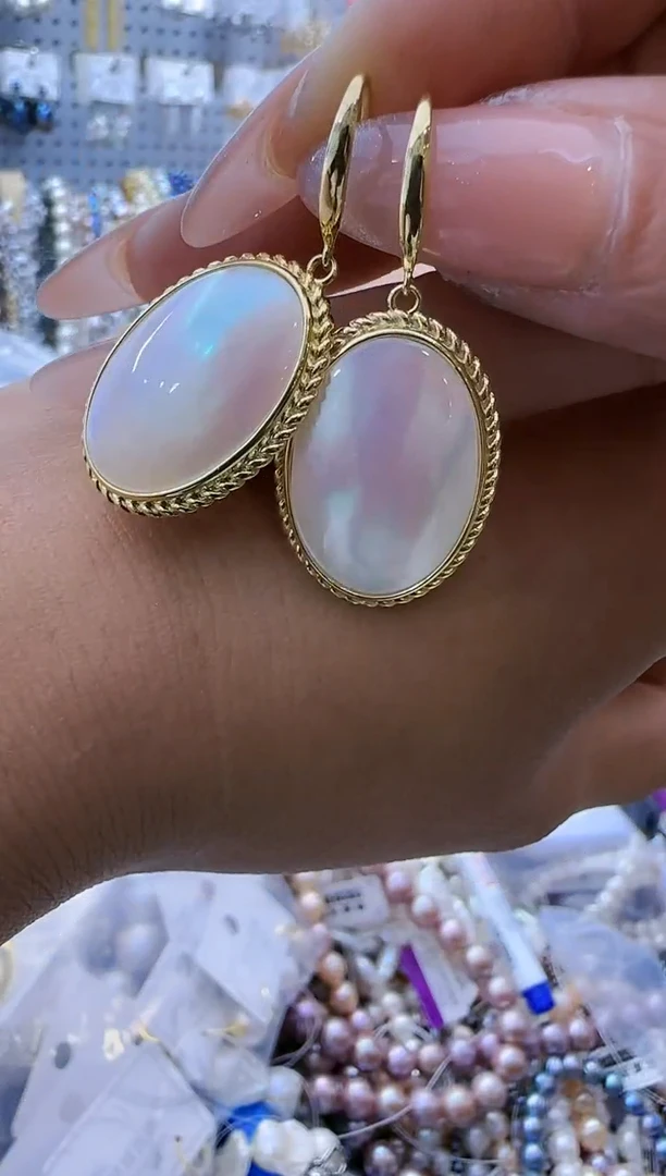 【闪购商品】拼合珍珠（马贝珠）耳饰银S925镶嵌706多样性发货 发其一