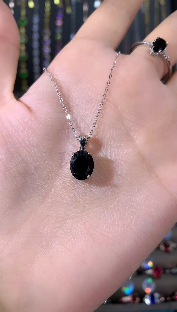 吊坠(赠链)蓝宝石银S925镶嵌银色810山蓝