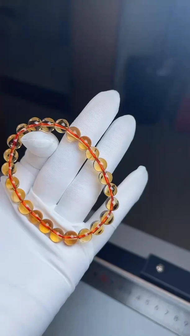 水晶手串未镶嵌暴力黄9+mm单圈手串