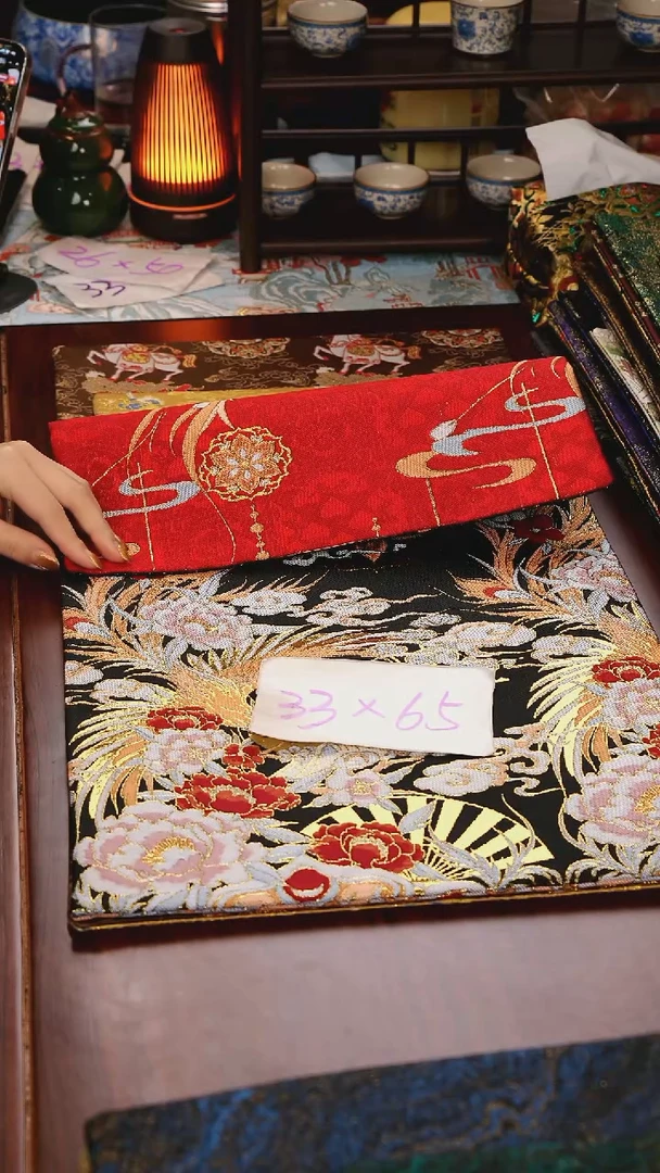 凤凰黑+红双面】中国风干泡织锦茶席33*65