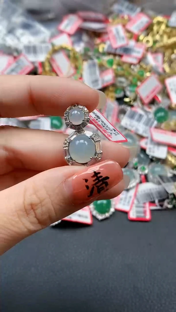 银S925镶嵌戒指翡翠天然A货缅甸翡翠