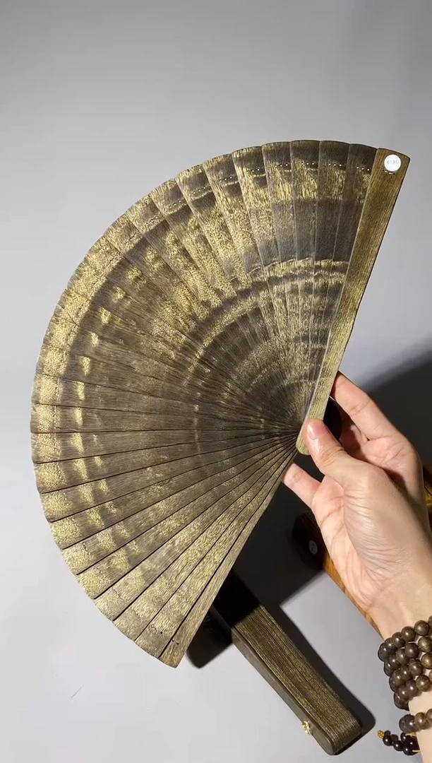 金丝楠用****?819号21cm乌木金丝楠小叶桢楠扇子