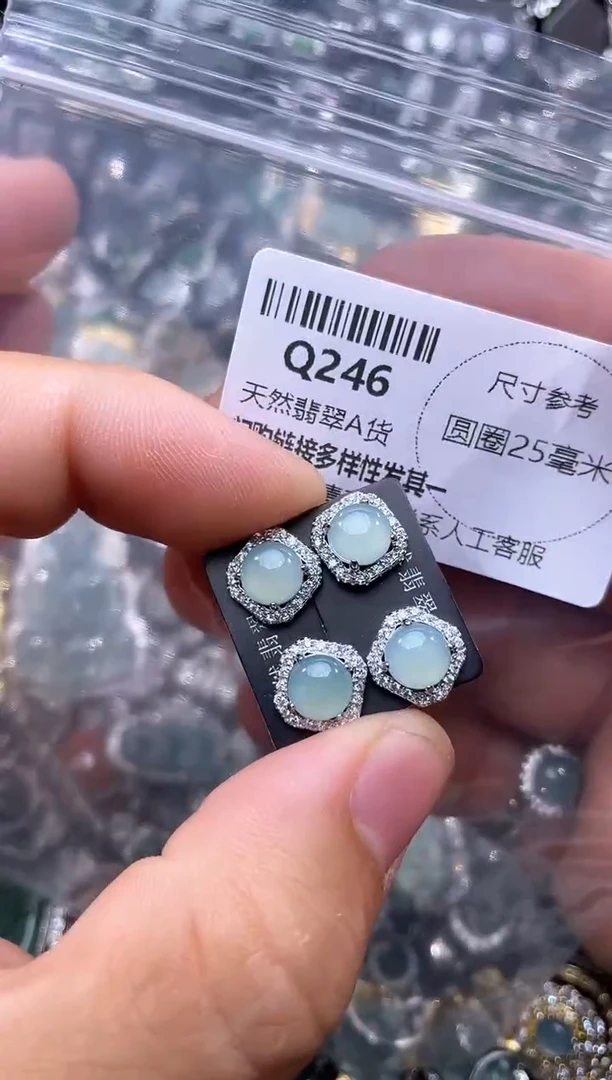 【闪购商品】翡翠颈饰未镶嵌Q246耳钉 多样性发其一