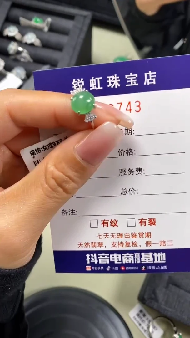 【闪购商品】翡翠戒指银S925镶嵌6743