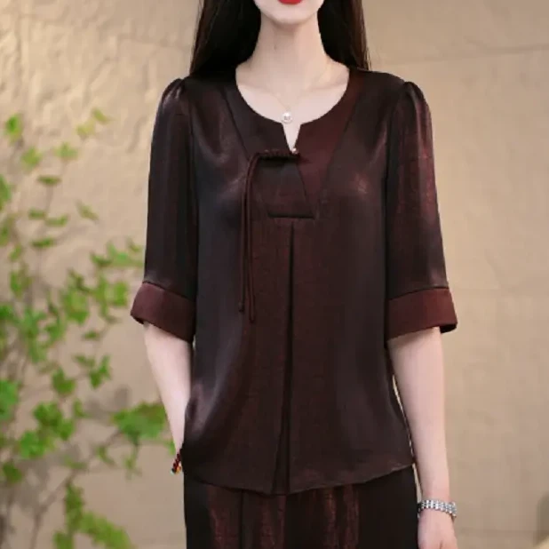 春季新款时尚遮肉显瘦气质洋气两件套套装大码休闲遮肚中袖夏季