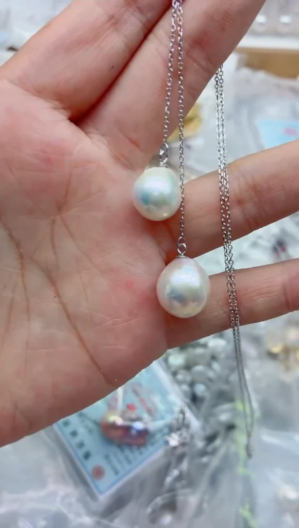 淡水珍珠银S925镶嵌套链多样性发其一，非无暇