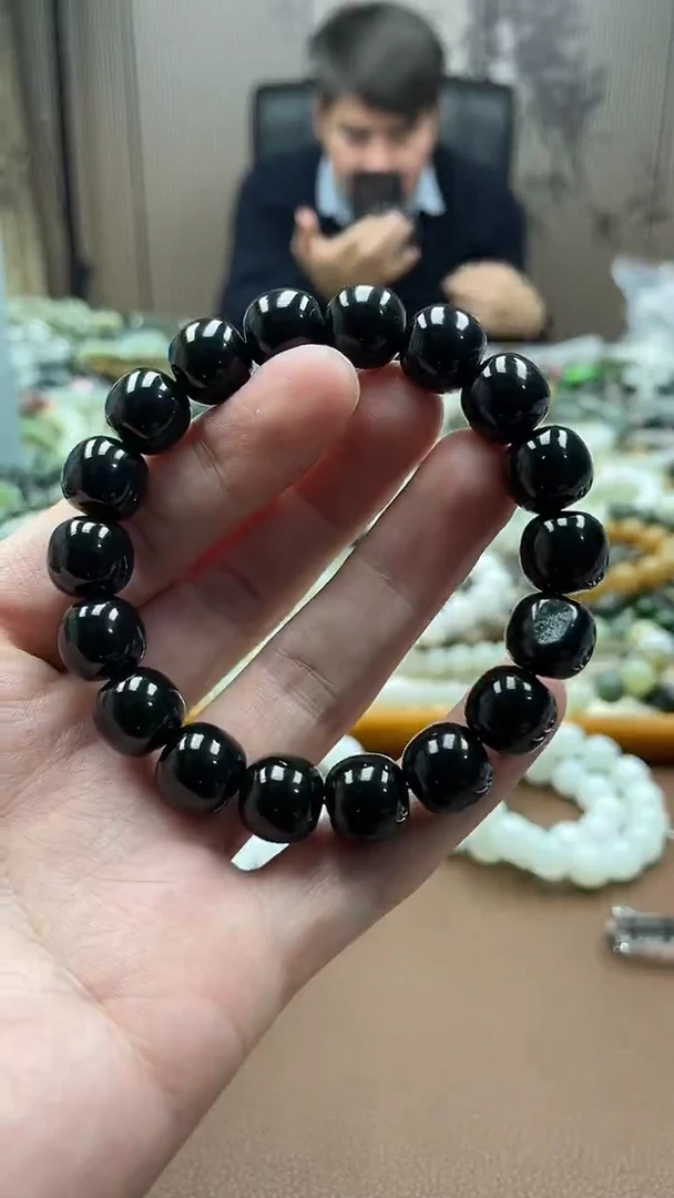 未镶嵌手串和田玉新疆老迪坎黑青12老型
