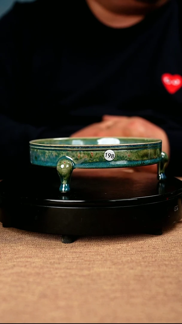 【闪购商品】198#盼龙窑一级品原矿钧瓷炉钧釉三足洗