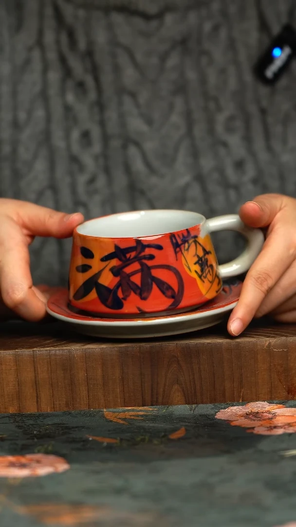 杯釉下彩手工手绘同款陶器