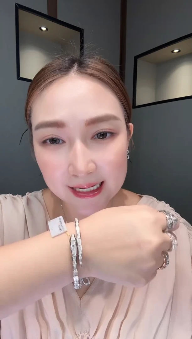 铂Pt950镶嵌手镯钻石双圈蛇镯