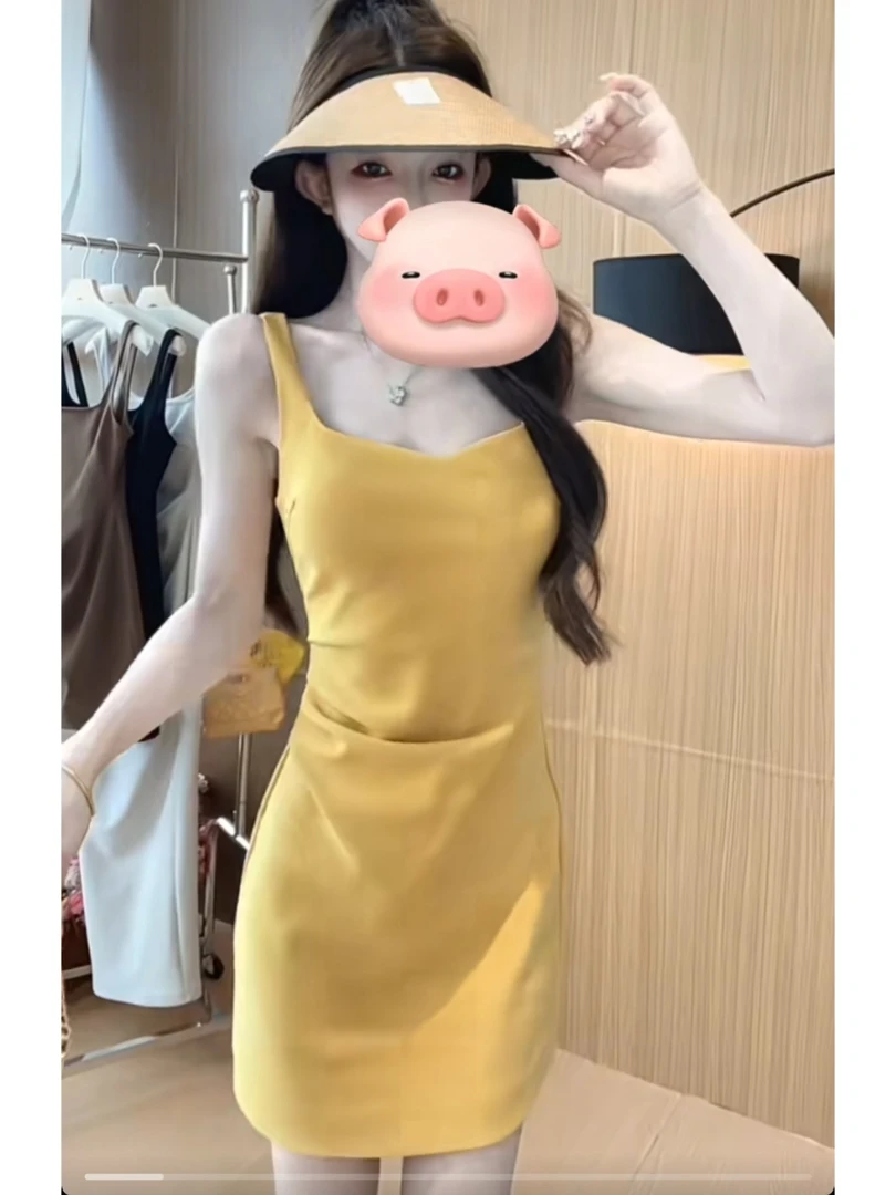 西西莉亚~夏季法式气质吊带收腰连衣裙（无胸垫）