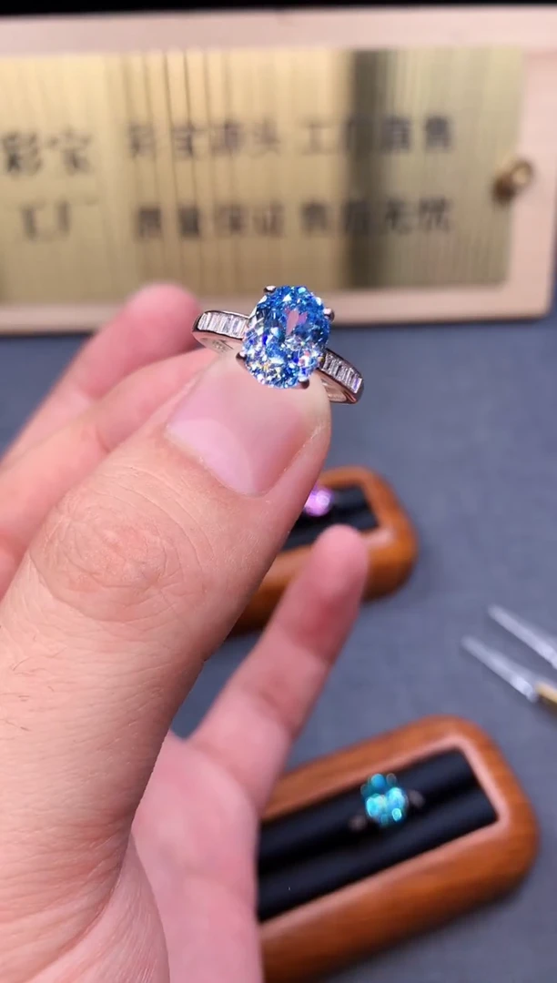 海蓝宝石戒指银S925镶嵌2322