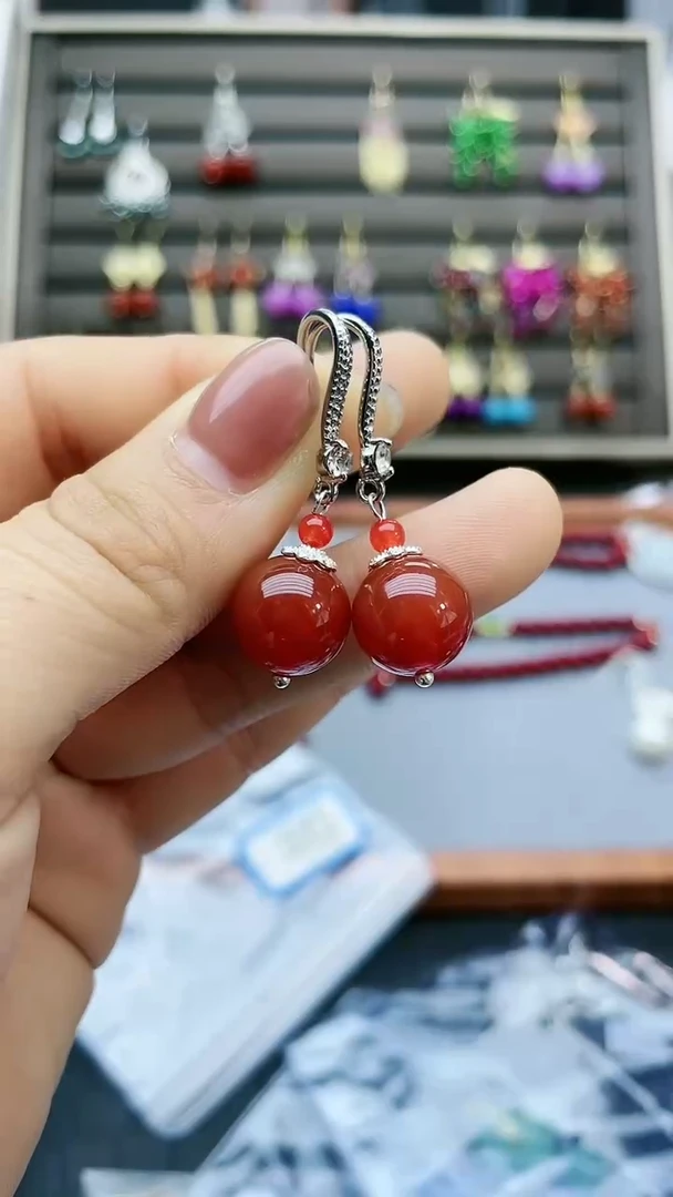 【闪购商品】南红玛瑙耳饰银S925镶嵌525000