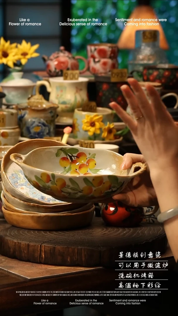 陶瓷景德镇高温釉下彩手工手绘款式