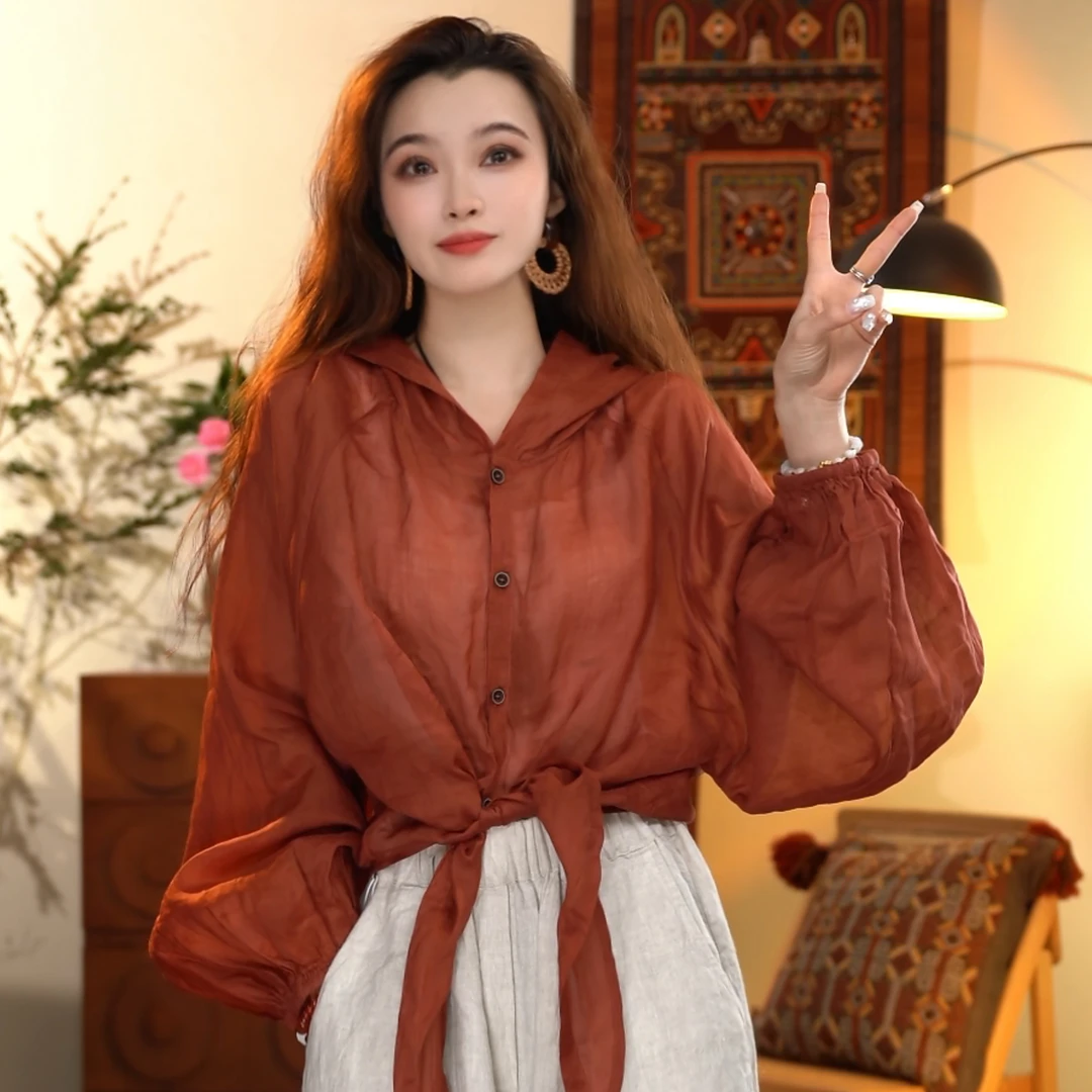 顾玖儿100%苎麻时尚百搭帽衫#H1388