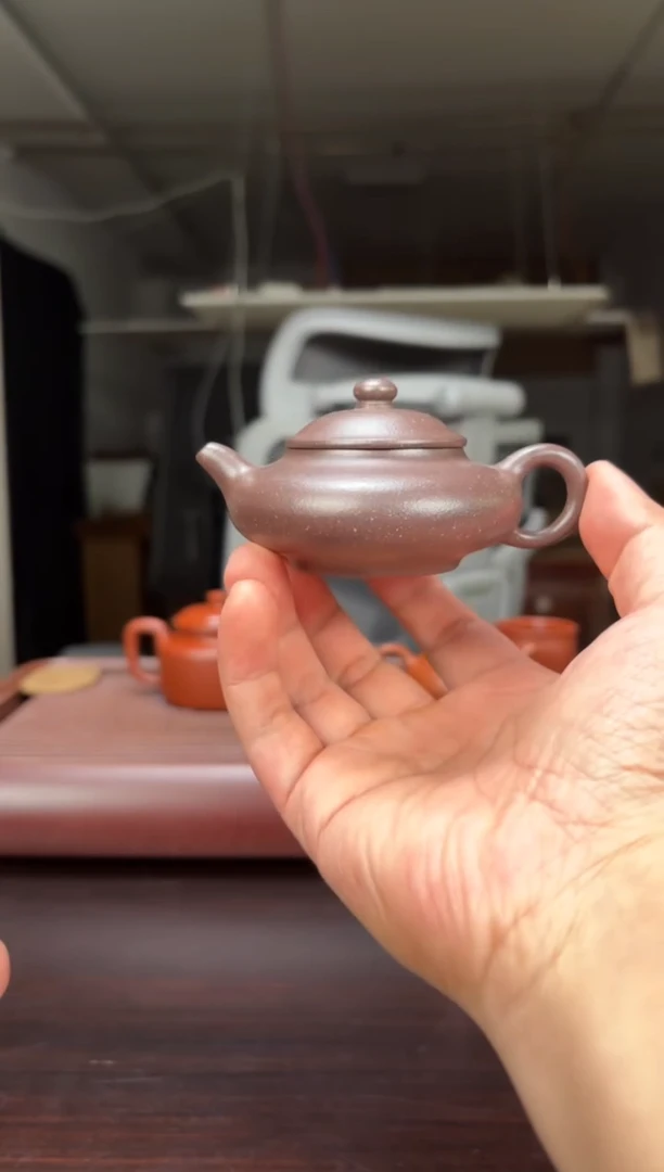 茶壶紫砂原矿紫泥矮潘80毫升