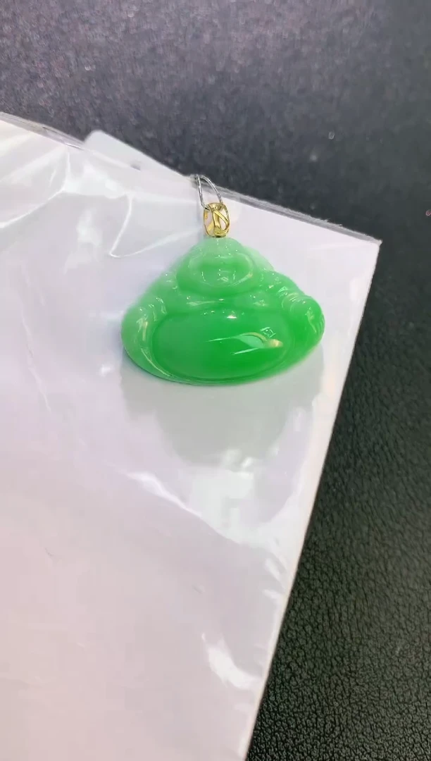 翡翠18K金镶嵌颈饰赠礼盒证书 珍珍