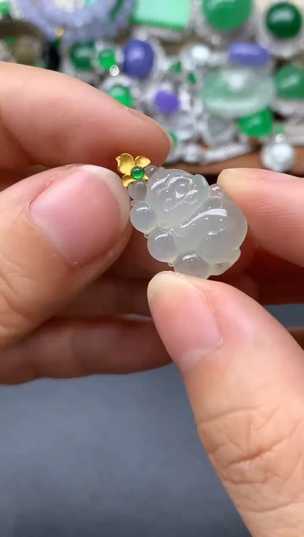 颈饰18K金镶嵌翡翠172-中国好珍宝